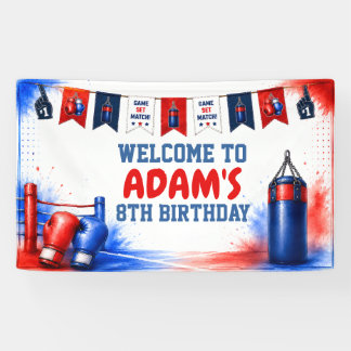 Watercolor Boksen Verjaardagsfeest Banner