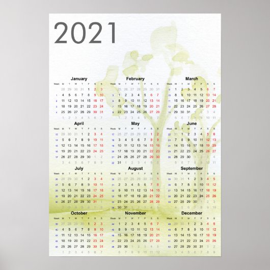 Watercolor bomen 2021 Poster (Voorkant)