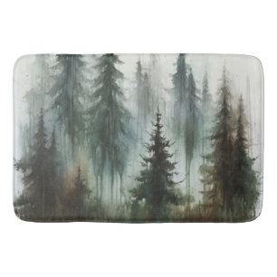 Watercolor Bomen Rustieke Wildernis Badmat