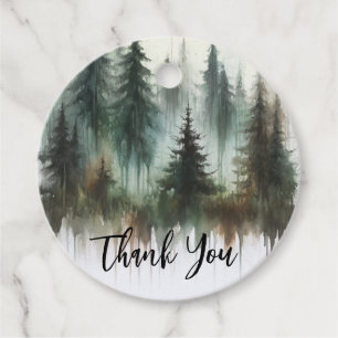 Watercolor Bomen Rustieke Wildernis Bruiloft Bedankjes Labels