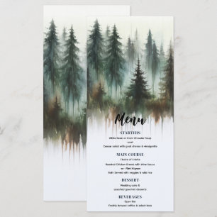 Watercolor Bomen Rustieke Wildernis Bruiloft Menu