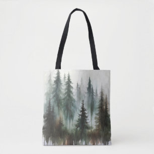 Watercolor Bomen Rustieke Wildernis Draagtas