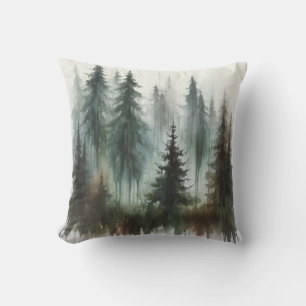 Watercolor Bomen Rustieke Wildernis Kussen