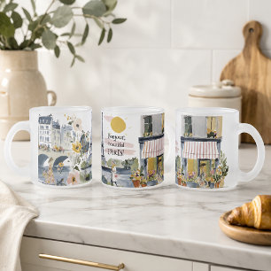Watercolor Bonjour Mooi Parijs Koffiemok