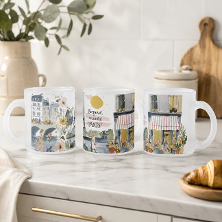 Watercolor Bonjour Mooi Parijs Koffiemok