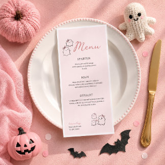 Watercolor Boo Roze Cute Pasel Halloween Menu