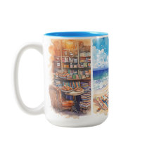 Watercolor Book Lover Mug, Cozy reader gift idea