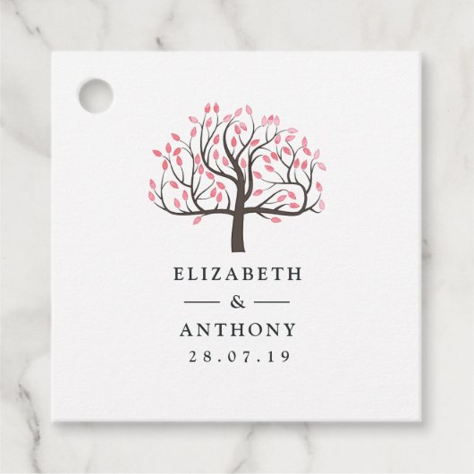 Watercolor Boom Bruiloft Bedankjes Labels (Voorkant)