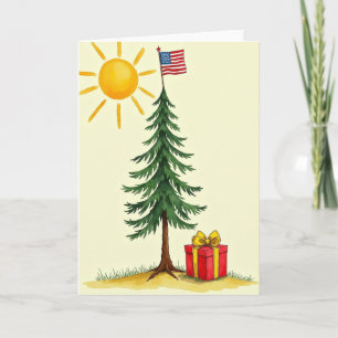Watercolor Boom Kerstkaart Kaart