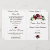 Watercolor bordeauxroze bloemstuk bruiloftsprogram (Voorkant / Achterkant)