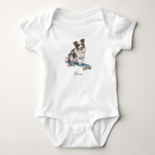 Watercolor Border Collie Baby Rompertje