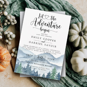Watercolor Bos Berg Bruiloftsreceptie Kaart