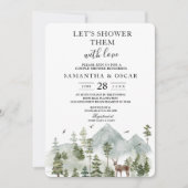 Watercolor bos | Bomen en herten |  Kaart (Voorkant)