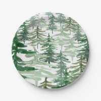 Watercolor Bos Bosgrond Patronen Verjaardagsfeestj