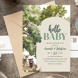 Watercolor Bos Echtparen Baby Shower Kaart