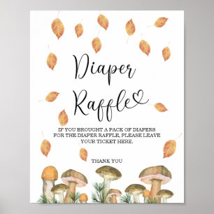 Watercolor bos paddenstoelen - luier raffle poster