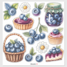 Watercolor Bosbes Behandelingen Sticker Pack Geïso