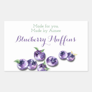 Watercolor Bosbessen Rechthoek Stickers
