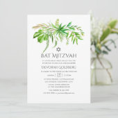 Watercolor bosgroenheid Bat Mitzvah Kaart (Staand voorkant)