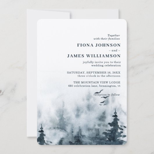 Watercolor Bosuil Bruiloft Kaart (Voorkant)