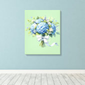 Watercolor Botanical Floral Hydrangea Canvas Afdruk (Insitu (Houten vloer))