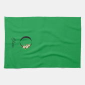 Watercolor botanical green initial monogram theedoek (Horizontaal)