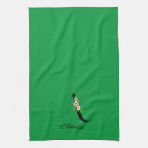 Watercolor botanical green initial monogram