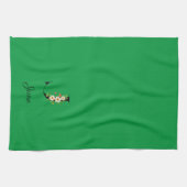 Watercolor botanical green initial monogram theedoek (Horizontaal)