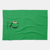 Watercolor botanical green initial monogram theedoek (Horizontaal)