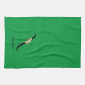 Watercolor botanical green initial monogram theedoek (Horizontaal)