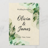 Watercolor Botanical Leaves Invitation (Devant)