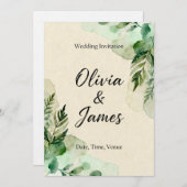 Watercolor Botanical Leaves Invitation (Devant / Derrière)