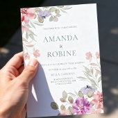 Watercolor Botanical Wedding Invitation Kaart