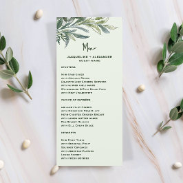 Watercolor Botanical Wedding Menu with Guest Name