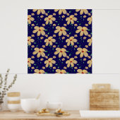 Watercolor Botanisch Naadloos Patroon Poster (Keuken)