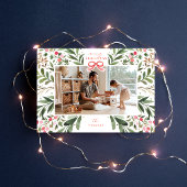 Watercolor Botanische Frame Plat Kerstkaart