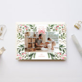 Watercolor Botanische Frame Plat Kerstkaart