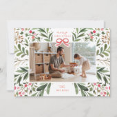 Watercolor Botanische Frame Plat Kerstkaart (Voorkant)