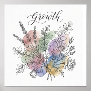 Watercolor Botanische Illustratie Vierkante Poster