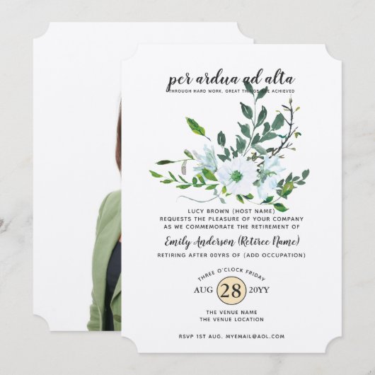 Watercolor Botanische Pensioen FOTO Beroep Kaart (Voorkant / Achterkant)