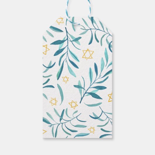 Watercolor Botanische Ster van David Bar/Bat Mitzw Cadeaulabel (Achterkant)