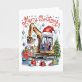 Watercolor Bouw Kerstkaart Feestdagen Kaart (Voorkant)