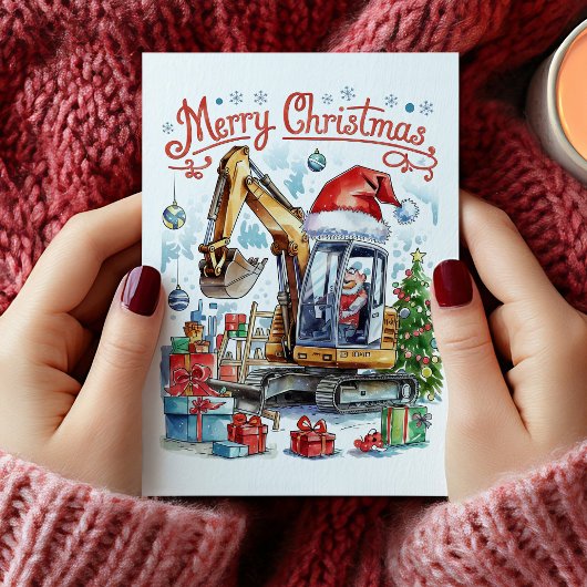 Watercolor Bouw Kerstkaart Feestdagen Kaart