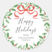 Watercolor Bow Personalized Gift Sticker (Devant)