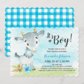 Watercolor Boy Chèvre Baby shower ferme Invitation (Devant / Derrière)