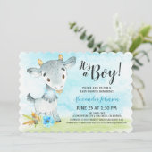 Watercolor Boy Chèvre Baby shower ferme Invitation (Debout devant)