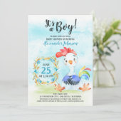 Watercolor Boy Rooster Baby shower Farm Invitation (Debout devant)