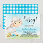 Watercolor Boy Sheep Baby shower Farm Invitation (Devant / Derrière)