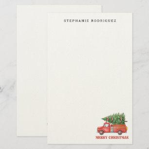 Watercolor brandweerman Kerst brandweerwagen Briefpapier