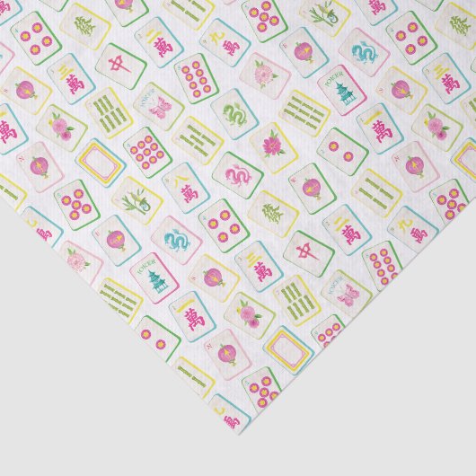 Watercolor Bright Mahjong Tiles Tissuepapier (Detail)